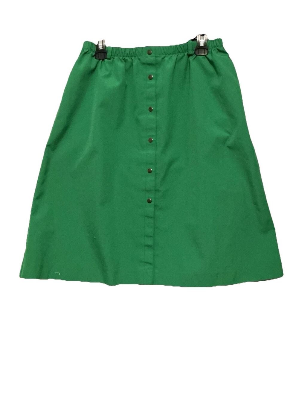 Vintage Barclay Square Skirt Snap Buttons Stretch Band SZ L Green Made In USA